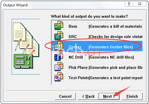 Gerber (generates gerber files)，繼續(xù)下一步