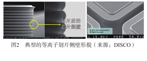 圖2  典型的等離子劃片側(cè)壁形貌（來源:DISCo)