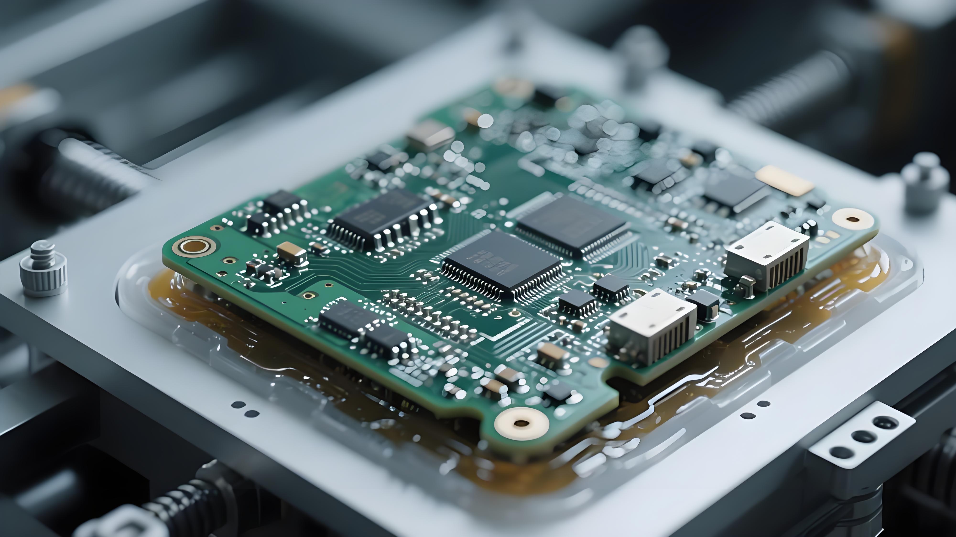 車(chē)載電子電路板抗振工藝細(xì)節(jié)展示，突出焊點(diǎn)結(jié)構(gòu)與填充膠技術(shù)