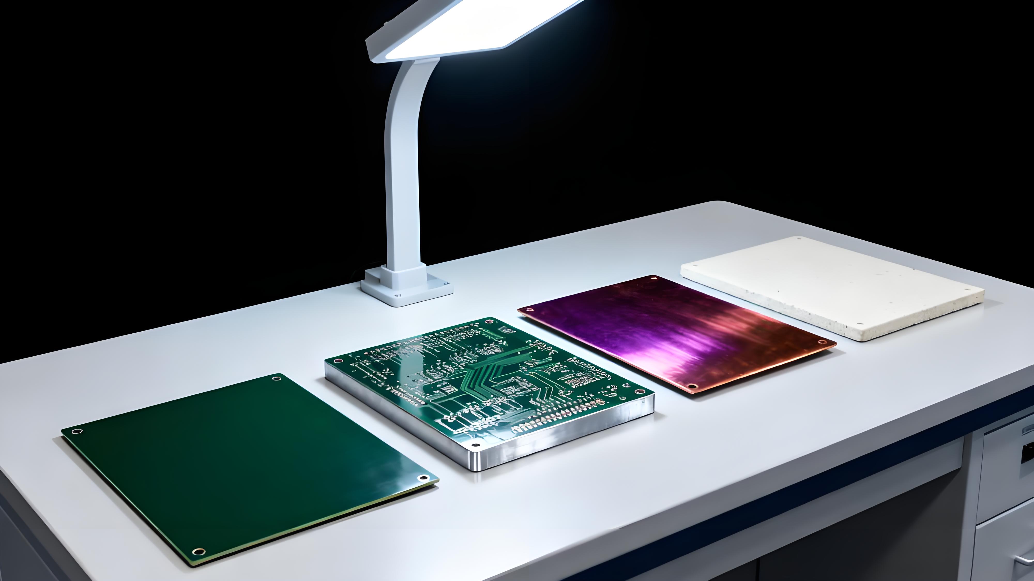 鋁基板與FR4基板、銅基板、陶瓷基板外觀對比展示，凸顯材質與結構差異