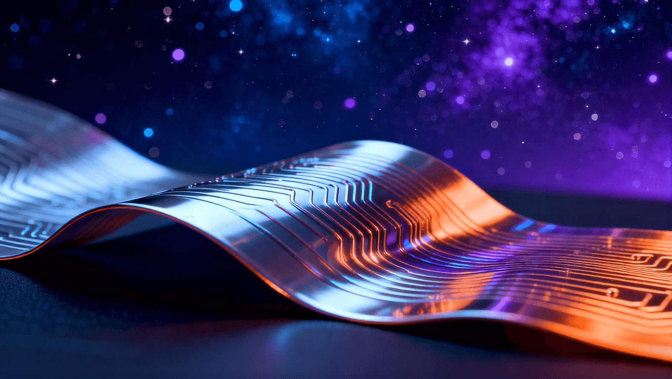 未來(lái)智能自適應(yīng)超彈性材料概念視覺(jué)，展示其環(huán)境響應(yīng)與性能調(diào)節(jié)能力