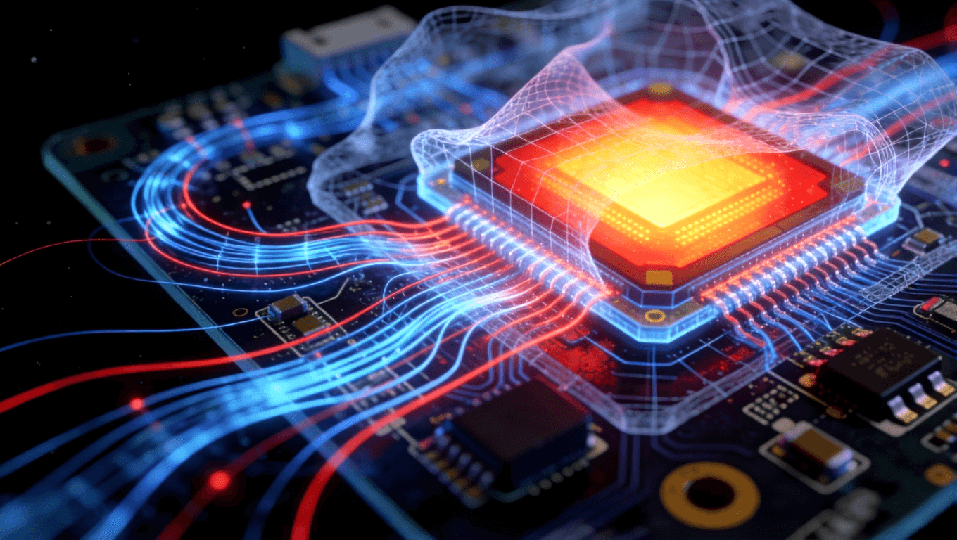 激光雷達系統(tǒng)多物理場耦合仿真可視化效果圖，包含電磁熱和結(jié)構(gòu)力學分析