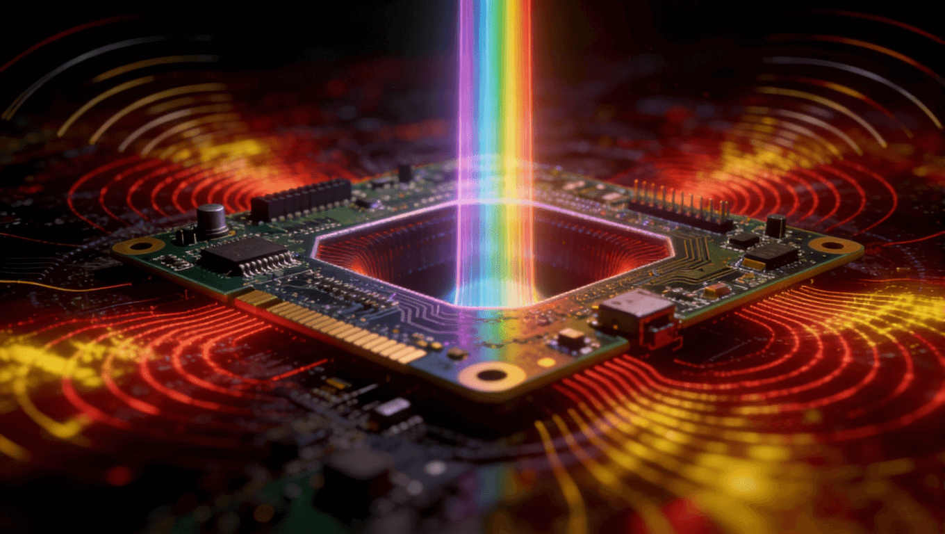 高頻PCB在復(fù)雜電磁環(huán)境中受外部干擾與腔體諧振影響的抽象表現(xiàn)