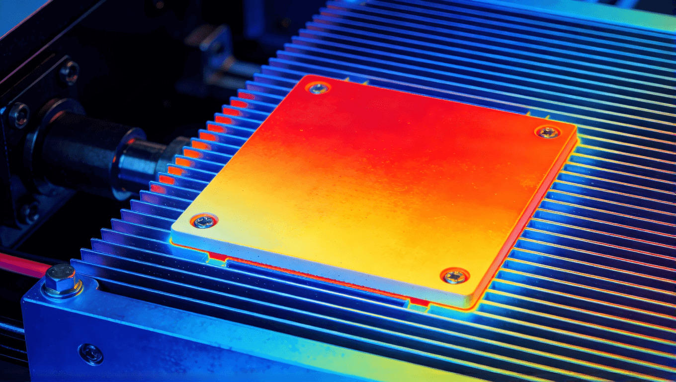 工業(yè)激光設(shè)備中陶瓷基板散熱效果示意圖，表現(xiàn)高功率散熱場(chǎng)景