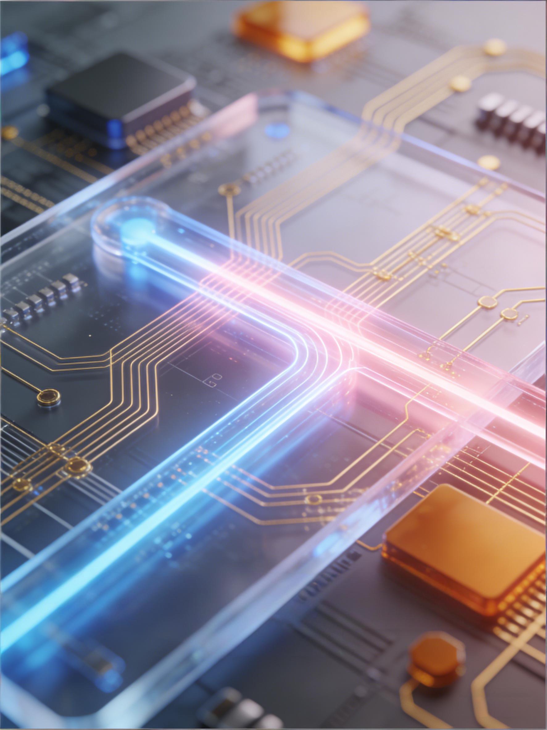 CPO光電共封裝集成布局概念圖，展示光波導(dǎo)與電路在硅光基板上的協(xié)同布局與信號(hào)融合