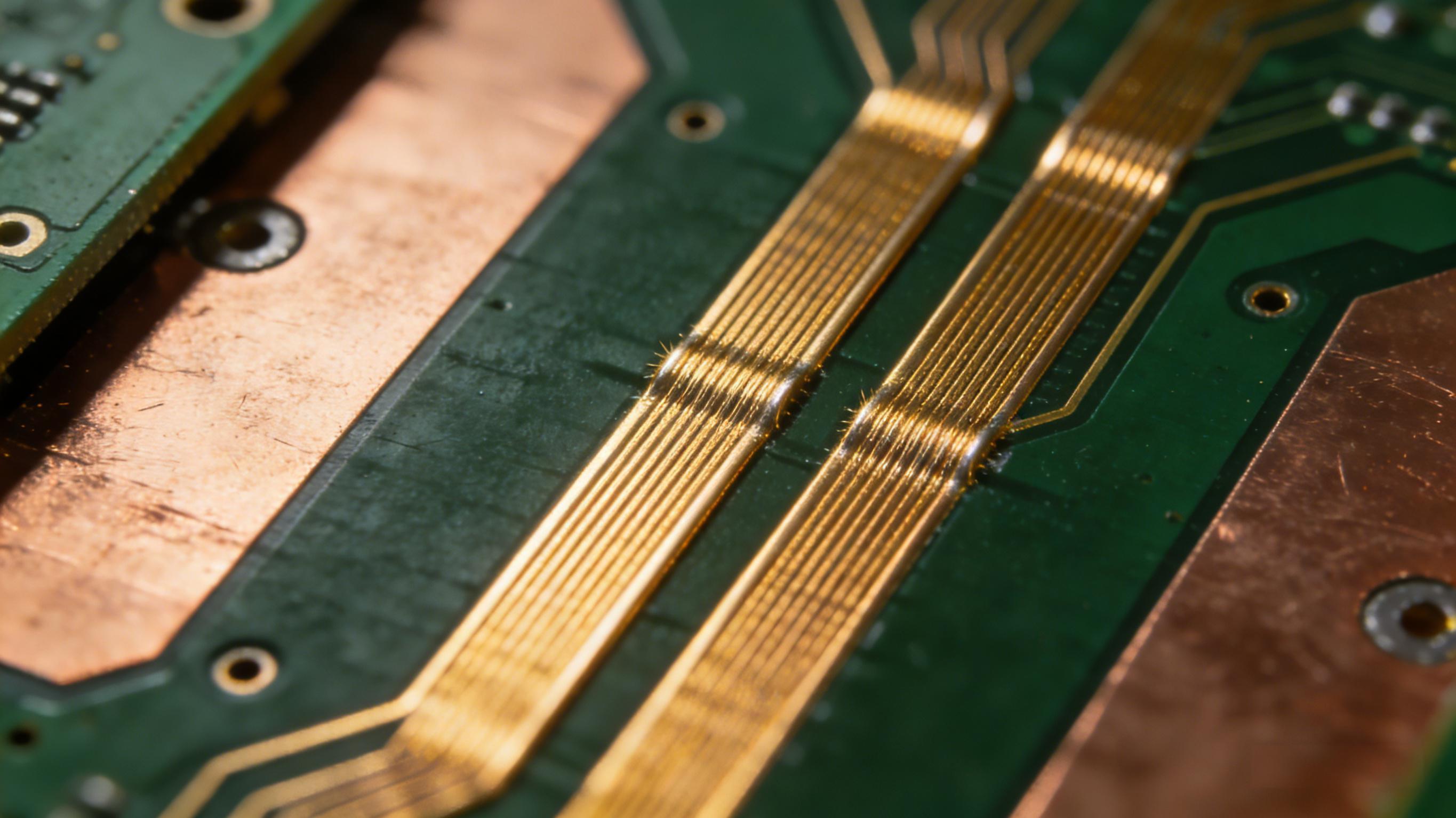 高速差分對布線細節(jié)視圖，平行等距走線設(shè)計，展現(xiàn)精準布線工藝與信號完整性