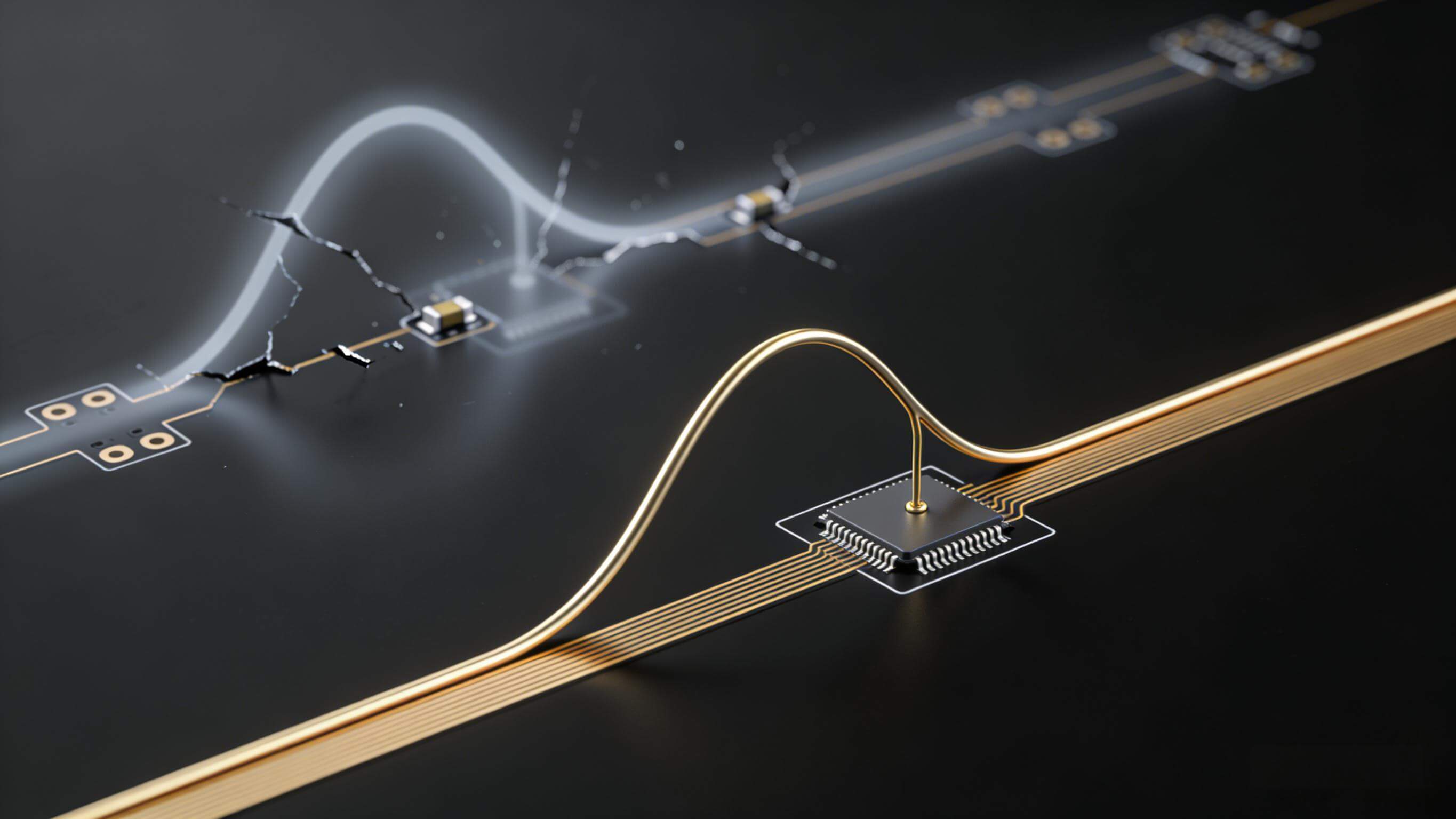 信號(hào)完整性概念圖，展示COB封裝短互連路徑下的純凈信號(hào)傳輸與低寄生參數(shù)